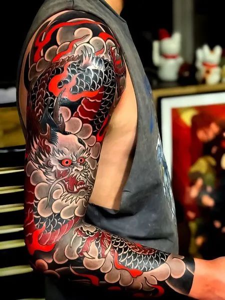 Japanese style tattoo sleeve - Napoli Ink